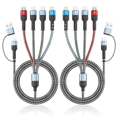 Jogrytece Multi Charging Cable, 6-in-1 USB A/C Cable with Dual Type-C/IP/Micro USB, (2Pack 5FT) Multi Chargers Cord for All Devices, Phone Charger Cord for iPhone 17/16/15/14, Galaxy, Android - Image 1