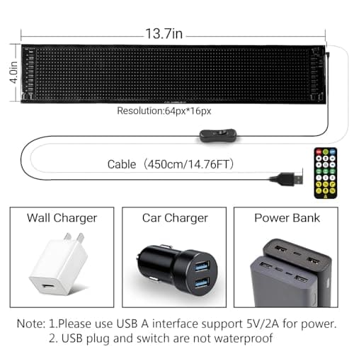 dalattin Devil Eyes Light for Windshield, 14.72"x3.62" High-Brightness USB LED Display, APP/Remote Control for Custom Text & Animation, Multi-Panel Sync for Cars Trucks SUVs, USB-Powered - Thumbnail 2
