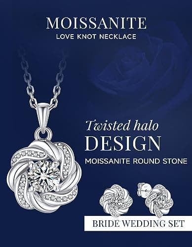 MomentWish Moissanite Necklace for Women, 1 Carat Simulated Moissanite Necklace for Her 925 Sterling Silver Pendant Anniversary Birthday Christmas Gifts for Mom Wife Girlfriend-Clover - Thumbnail 5