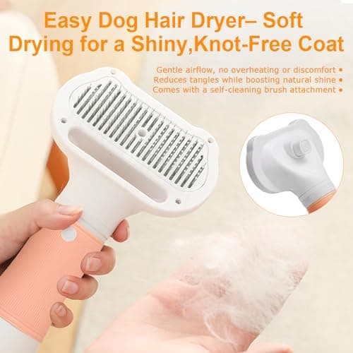 3-in-1 Pet Hair Dryer & Slicker Brush for Dogs & Cats – Portable, Professional, Adjustable Temp, Overheat Protection Dog Hair Dryer (pink) - Thumbnail 2