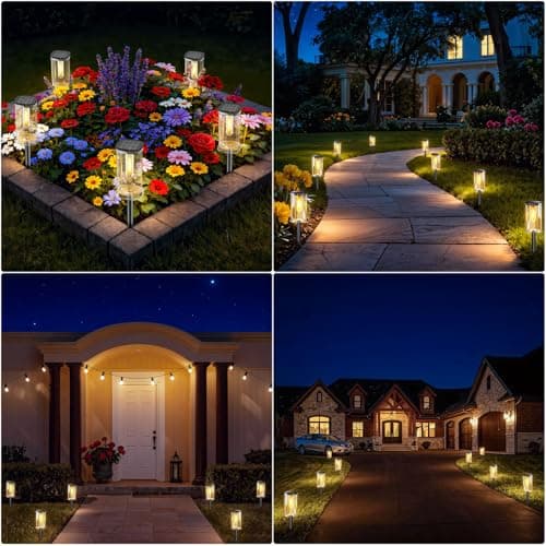 MAOKOT 12 Pack Solar Lights Outdoor,Solar Pathway Lights Waterproof GardenLight, Solar Lights Pathways LED Landscape Lighting for Walkway, Driveway, Path, Yard, Patio Decor, Warm White - Thumbnail 5