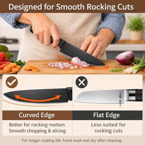 Small Knife Block Set, Modern Kitchen Knife Scissors with Universal Round Holder, Home Apartment New Kitchen Essentials, Space Saving, Dishwasher Safe(Black, 7PCS) - Thumbnail 6