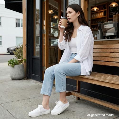 STQ White Tennis Slip on Sneakers Womens Shoes Canvas Business Casual Tennis Shoe Spring Daily Wear Travel Work Lightweight Comfortable White Size 7 - Thumbnail 2