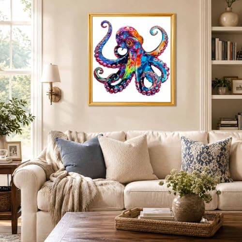 Wooden Puzzle for Adults, Colorful Octopus Jigsaw Puzzle for Adults 200 Piece, Unique Ocean Animal Shaped Wooden Puzzles, Challenging Cyber Octopus Wooden Jigsaw Puzzle for Kids Family Game 11 * 11in - Thumbnail 3