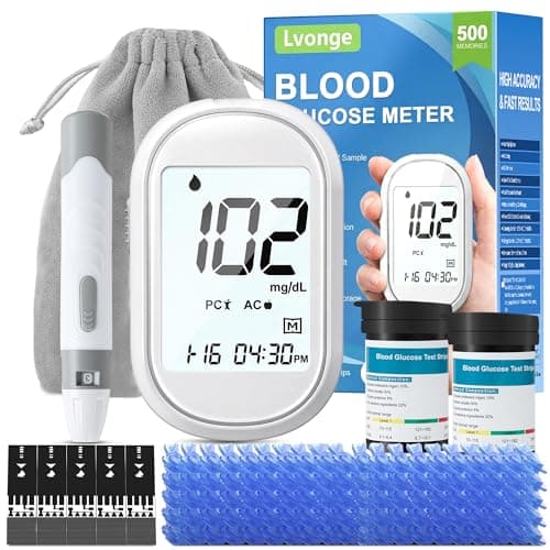 Glucose Monitor Kit, Diabetes Testing Kit with 100 Test Strips & Lancets, High Accuracy Glucose Monitor, Large Bright Screen, PC/AC/CTL Mode, No Coding, Auto Average Calculation - Image 1