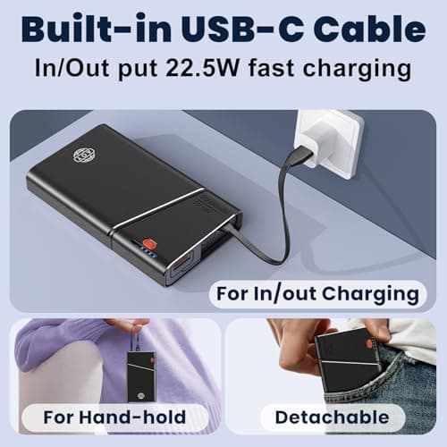 Portable Charger 20000mAh, 22.5W PD 3.0+QC 4.0 Super Fast Charging Power Bank, Cooler Aerospace Metal Case for iPhone 17 16 15 14, 13 Android, iPad, Samsung Google Tablet & More, Travel Essential - Thumbnail 6