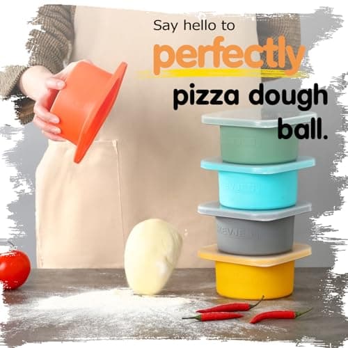 KEVJES Stackable Silicone Artisan Pizza Dough Proofing Proving Containers with Lids-2/3/4/5 pack-500ml portion (Spacegrey, 4 PACK) - Thumbnail 5