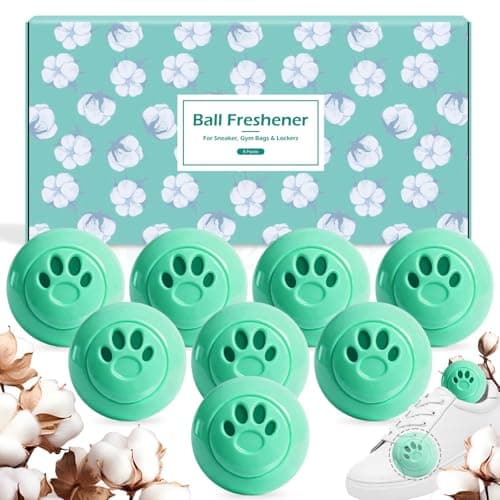 STRN Sneaker Deodorizer Balls 8 Packs Cotton Scent Shoe Odor Elimination, Scented Plastic Ball, Long-lasting Freshness Shoe Deodorizer for Sneakers Gym, Bags, Cars and Small Spaces - Image 1