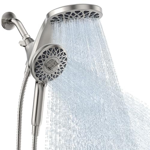 Newfinde High Pressure Rain Shower Head with Handheld Spray Combo: Detachable Dual Shower Head with 10 Sprays Modes - Upgrade Knob Spray Mode Selector and Magnetic Guidance Docking System - Image 1