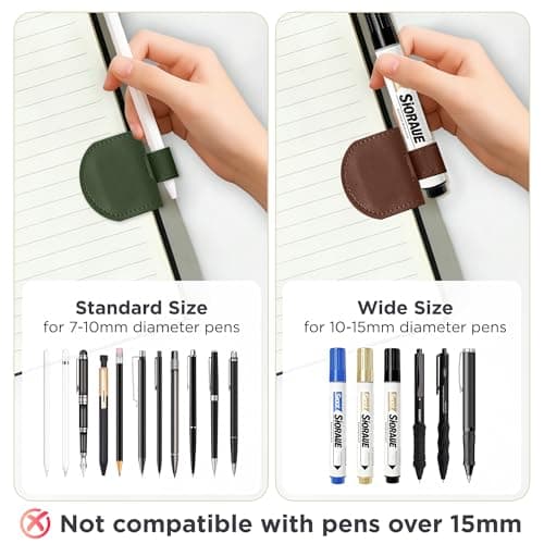 SESENSE Magnetic Pen Holder for Notebook - 3 Pcs Leather Magnetic Bookmarks Holder for Reading Women, Book Lover Gifts for Bookish, Standard Size - Thumbnail 4