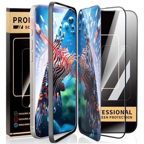 jpyyw 3 Pack for iPhone 16 Pro iPhone 15 iPhone 14 Screen Protector,Tempered Glass Film, 2 HD 1 Anti Spy Privacy with Easy to Install Kit, 6.7 Inch Scratch Resistant, Case Friendly
