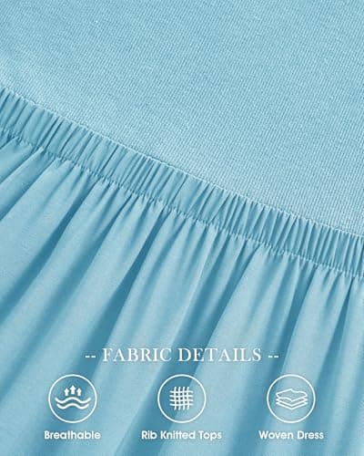 BTFBM Women Sleeveless Summer Dresses Wedding Guest Maxi Dresses Ribbed Knit Tops and Polyester Skirt with Pockets(Solid Light Blue,Medium) - Thumbnail 5