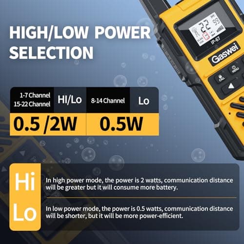 Gaswei G1pro IP67 Waterproof Floating Walkie Talkies Long Range for Adults,Heavy Duty Two Way Radio,VOX,USB-C,Rechargeable Lithium Battery(4 Pack) - Thumbnail 5