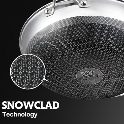 SNOWCLAD Wok, 13 Inch Hybrid Woks & Stir-fry Pans Nonstick, Non Toxic Stainless Steel Wok Pan with Lid, Dishwasher Induction Oven Broiler Safe, PFOA Free Cookware Non Stick - Thumbnail 6