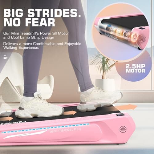 FUNMILY Smallest Walking Pad with 5% Incline, 2 in 1 Under Desk Treadmill for Home Office, 2.5 HP Mini Compact Walking Treadmill, Installation-Free/300lbs Weight Capacity/Unique Lighting Design - Thumbnail 6