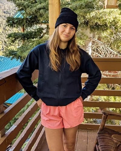 Stelle Zip Up Hoodies for Women Fleece Crop Jackets Long Sleeve Hooded Sweatshirts with Pockets Casual Coat(Navy,XX-Large) - Thumbnail 2