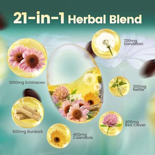 Lymphatic Drainage Supplements, 240 Softgels, Lymph System Support Supplement for Women & Men, 21-in-1 Herbal Blend with Echinacea, Dandelion, Burdock, Bromelain, Calendula, Turmeric & More, 1 Bag - Thumbnail 3