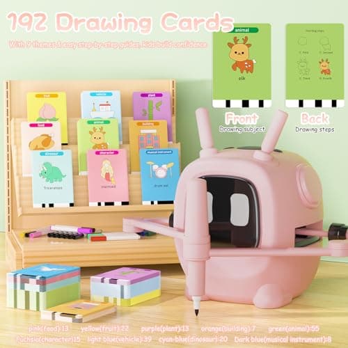 Drawing Robot for Kids with 192 Cards, Smart Robot Drawing Machine Toys for 3+ Year Old Boys and Girls, Interactive Painting Learning and Educational Toy Perfect for Birthday Chirstmas Party, Pink - Thumbnail 3