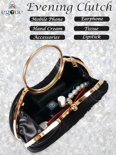 Black Clutch Purses for Women - Elegant Sparkling evening bags for Wedding Galas, Prom Nights, Cocktail Parties&Formal Events - Thumbnail 4