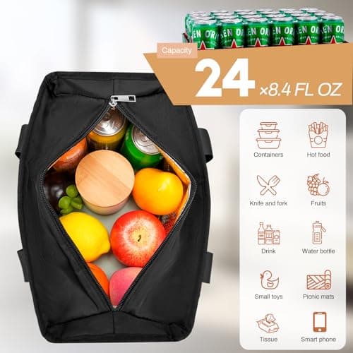 Lunch Box for Women,Insulated Lunch Bag for Adults,Leakproof Lunch Tote Bag Cooler for Work,School,Picniic,Party,Loncheras para Mujer,Black - Thumbnail 4