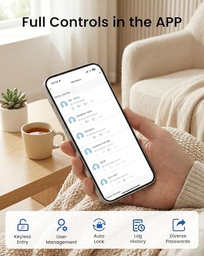 Smart Lock, Fingerprint Keyless Entry Door Lock App Control, Electronic Touchscreen Keypad, Auto Locking, IP54 Weatherproof, Easy Install Digital Deadbolt for Front Door - Thumbnail 2