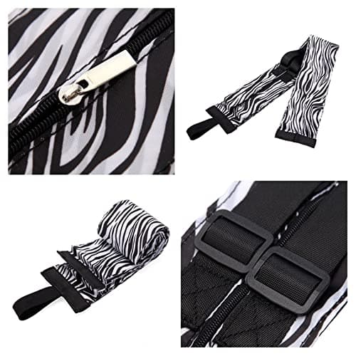 Mozzyyee Portable Foldable Shopping Bag Large Capacity Multipurpose Storage Bag Sports Travel Shoulder Bag (Zebra-stripe) - Thumbnail 5