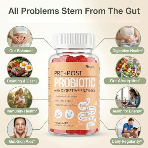 Fletorra Probiotic Gummies, Probiotics for Gut Health, 0 Sugar - 60 Counts - Thumbnail 3