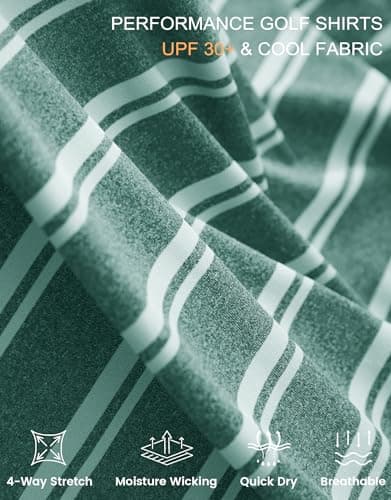 M MAELREG Mens Polo Shirts Short Sleeve Performance Dry Fit Striped Casual Sports Tennis Golf Shirts for Men - Thumbnail 5