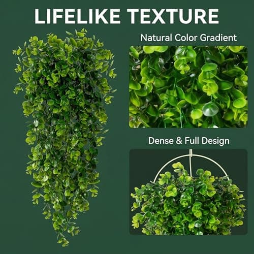 Taiyangxia 8 Pack Artificial Eucalyptus Plants 30 Inches UV Resistant Hanging Vines for Indoor Outdoor Wedding Arch Wall Decor Patio Porch Party Backdrop - Thumbnail 6