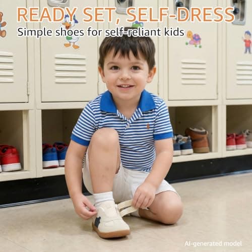 WIDE TOE BOX Toddler Shoes - Boys Girls Barefoot Sneakers Kids First Walking Shoe Zero Drop Lightweight Non-Slip Tennis Shoes, Beige Blue, 11 Wide Little Kid - Thumbnail 6