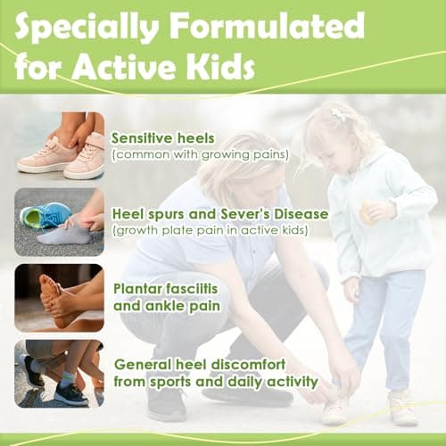 JL-Group Non-Shifting Kids Heel Cups for Sever's Disease Pain Relief, Durable Shock Absorbing Gel Inserts for Active Boys & Girls, Satys in Place for Cleats Sneakers (Blue - 1 Pair, Kid's Size 3-7) - Thumbnail 6