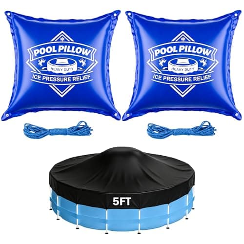 Pool Pillows for Above Ground Pool 5Ft, EPN Ultra-Thick 0.5mm Winter Pool Cover Air Pillow, Freeze-Resistant & Ice Pressure Relief, Heavy Duty Winterize Pool Closing Kit with Rope, No Leak, 2-Pack