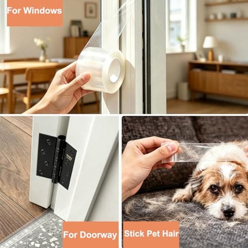 PackYard Transparent Window Weather Sealing Tape 3 Inch x 33 FT Weather Stripping Residue-Free Clear Window Insulation Caulk Tape for Shower Glass Gaps and Clear Doors Windows Windproof - Thumbnail 6