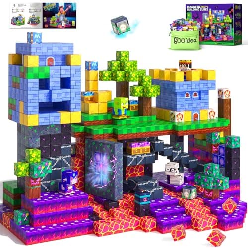 Gooidea 150 Magnetic Blocks Magnetic Building Toys, Mine Magnet World Building Craft, STEM Toy for Kids Age 4-8 5-7 8-12, Sensory Learning Toys Games, Gift for Boys Girls 3+ Year Old - Image 1