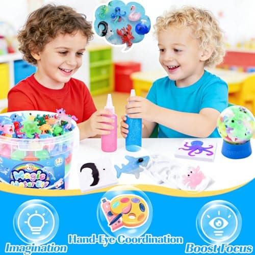 Magic Water Elf Toy Kit for Kids – Aqua Fairy Water Gel Kit with 24 Colors Magic Gel & 20 Molds, DIY Squishy Maker Craft Set, Create Your Own Water Pets, Sensory Play Gift for Boys Girls Ages 3+ - Thumbnail 3
