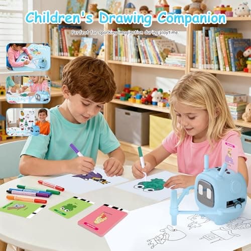 Art Enlightenment Drawing Robot: Educational Interactive Learning Toy for Kids - Auto Painting Machine with 192 Cards & Pens - Montessori Gifts for 3-8 Year Old - Thumbnail 5