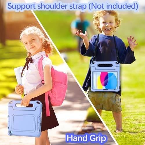 YIHE Kids Case for iPad (A16) 11th Generation 11 Inch 2025 & iPad 10th Generation 10.9 inch 2022, with Built-in Screen Protector and Handle Stand, Full Body Shockproof Protective Cover, LightBlue - Thumbnail 6