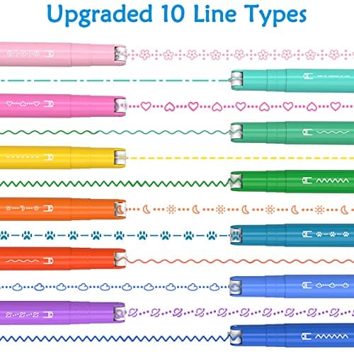 AECHY 12Pcs Dual Tip Markers Pens for Note Taking, Curve Highlighter with 10 Different Curv Shapes & 12 Colors Fine Lines, Colored Curve Pen for Students,Planners,Teachers, Scrapbook Supplies - Thumbnail 2
