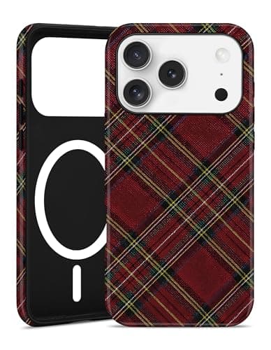 Aitipy Magnetic Plaid Phone Case for iPhone 17, Compatible with MagSafe, Cute Aesthetic Tartan Soft TPU and Hard PC Shockproof Protective Phone Cover for Women Girls-Red - Image 1