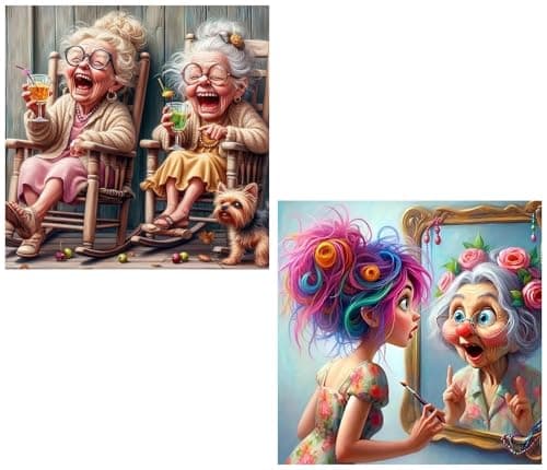 Zythron 2 Pack Diamond Painting Kits Girl Diamond Art Kits for Adults 5D Diamond Painting,Round 5D Paint with Diamonds Pictures DIY Full Drill Gem Art and Crafts Kits for Home Wall Decor 14x14 inch