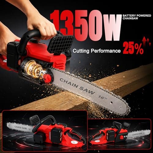 2026 New 16“ Cordless Chainsaw: Brushless Electric Saws with 2×3.0Ah Batteries & Charger, Tool-Free Chain Tension, Auto Oiling, for Tree Trimming, Wood Cutting, Yard Work - Thumbnail 6