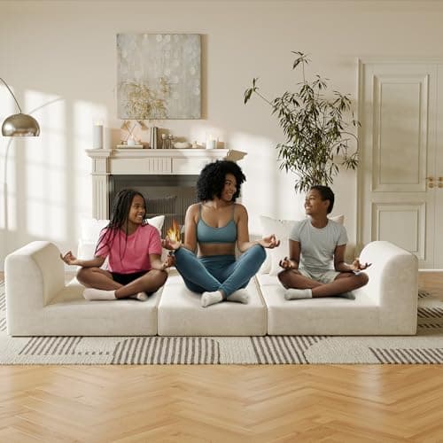 SOFA-IN-BOX Modular loveseat with Ottoman, L-Shape Boneless Couch, Customizable Sectional Couch, Free Combination Design Sleeper Sofa, Cloud Mist - Thumbnail 5