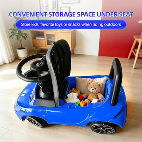 HEIMILI Mazda Licensed Kids Push Car, Toddler Ride On Toy with Anti-Slip Wheels & Safety Bumper Guards, Foot to Floor Toy for Indoor & Outdoor (Blue) - Thumbnail 6