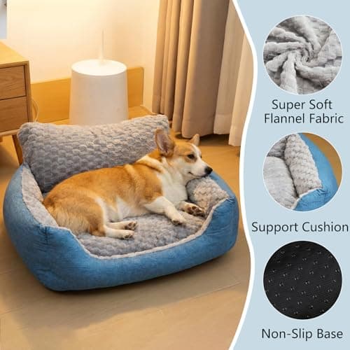 NOFKYNOXA Big Dog Bed for Large Sized Dogs with Soft Plush Cushion, 35"x28"x13.7" Machine Washable High Backrest Bed, Round Pet Sofa with Non-Slip Bottom,Year-Round Comfort for Dogs Up to 66 lbs - Thumbnail 3