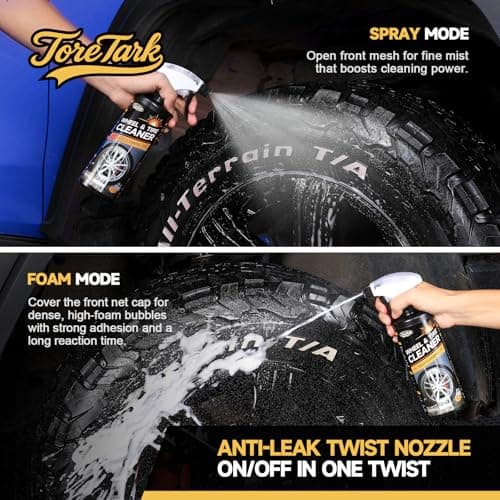 toretark Wheel Cleaner & Tire Cleaner & Rim Cleaner, Professional 3 in 1 Car Wash Iron Remover Cleaning Spray for Car Detailing Supplies 16 Fl Oz - Thumbnail 5