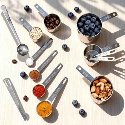 Measuring Cups and Spoons Set of 13, Stainless Steel 5 Nesting Measure Cups Set & 6 Measuring Spoons Set & 1 Leveler +1 Spoon Clip - Kitchen Baking Tools for Cooking. - Thumbnail 6