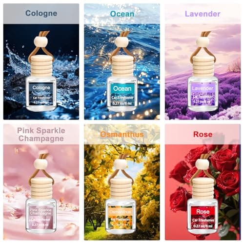 6 Pack Air Freshener Diffuser, Hanging Air Fragrance Essential Oil Diffuser, Car Scents Accessories Cute Car Interior Decor,Car Air Fresheners for Women & Men Gift Cologne Aromatherapy Oil - Thumbnail 2