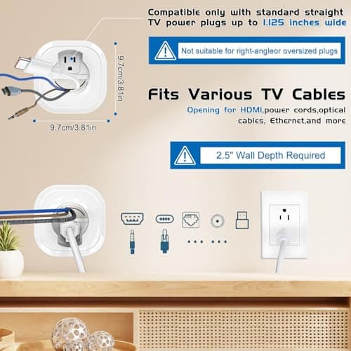 Naerza in wall Cable Management kit W/Hole Saw & Drill Template Power & Low Voltage Wire Cable Management Box Safe Fire-Resistanttv Cable Hider wall kit for Wall Mounted TV Home Theater - Thumbnail 2