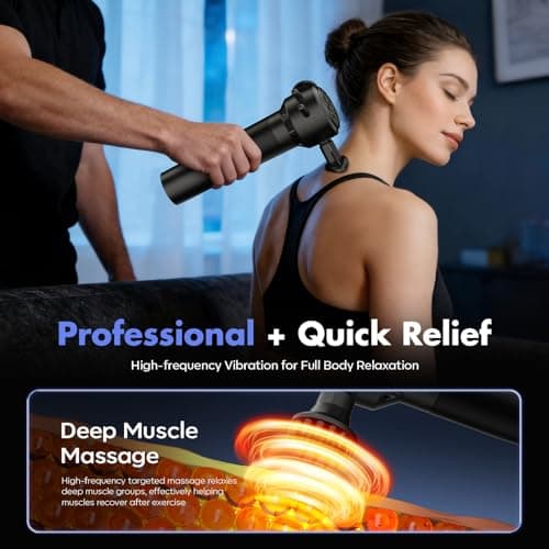BOWENDA Deep Tissue Massage Gun with Heating, 7000 RPM Handheld Vibrating Muscle Massager with 4 Speeds & 3 Heads, Ideal Gift for Family & Sports Enthusiasts - Thumbnail 5
