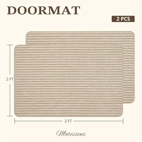 MatEssenz Pet-Friendly Indoor Door Mat 2-Pack Box Set - Premium Woven Muddy Paws Dog Mats, Machine Washable Entryway Rugs with Durable Rubber Backing, 2'x3', 2 Count, Khaki - Thumbnail 2